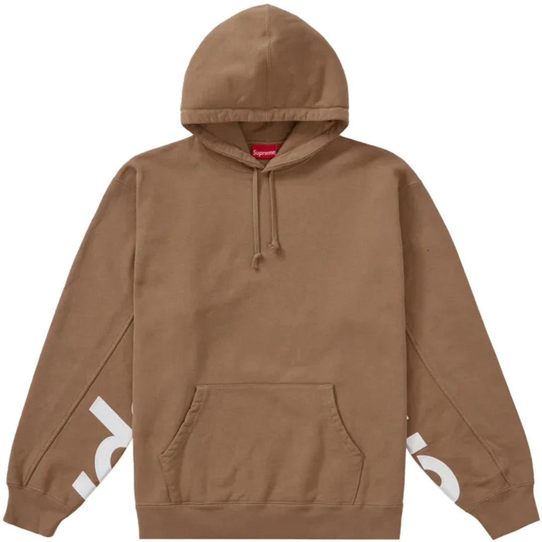 Cropped Panels Hooded Sweatshirt (Light Brown)