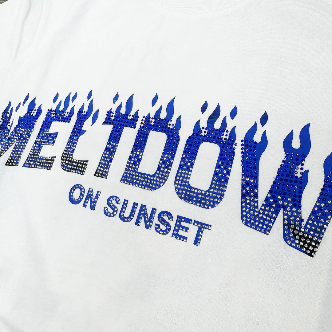 Meltdown Regular Rhinestone Tee (White)