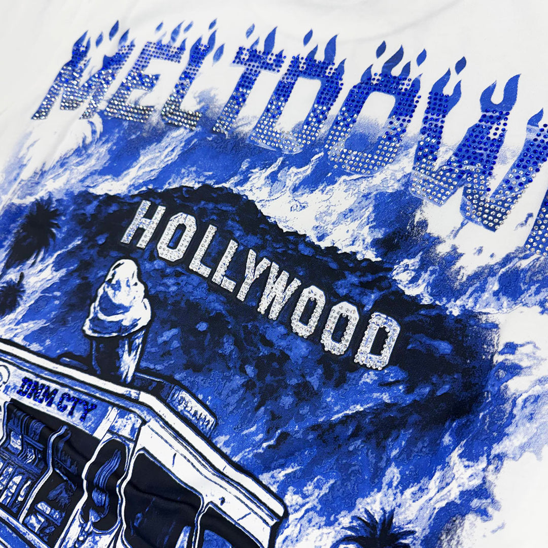 Meltdown Regular Rhinestone Tee (White)