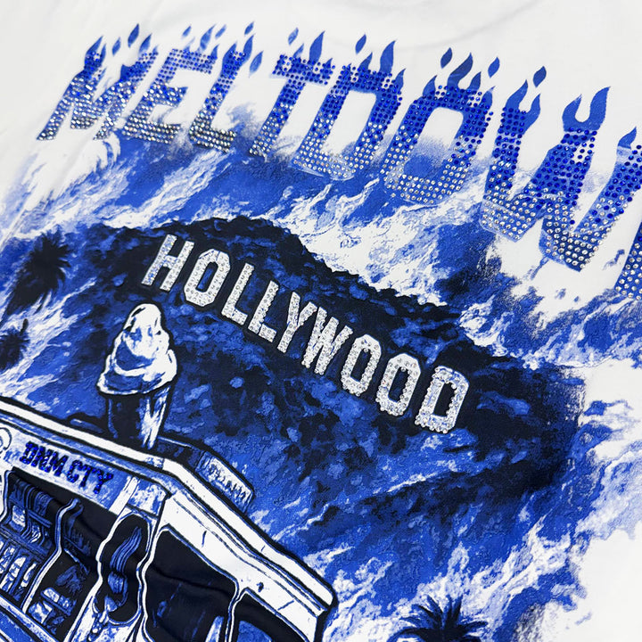 Meltdown Regular Rhinestone Tee (White)