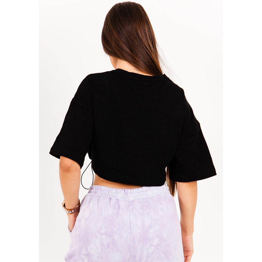 Drawcord Cropped Top (Black) Rear Fit | Sixth June