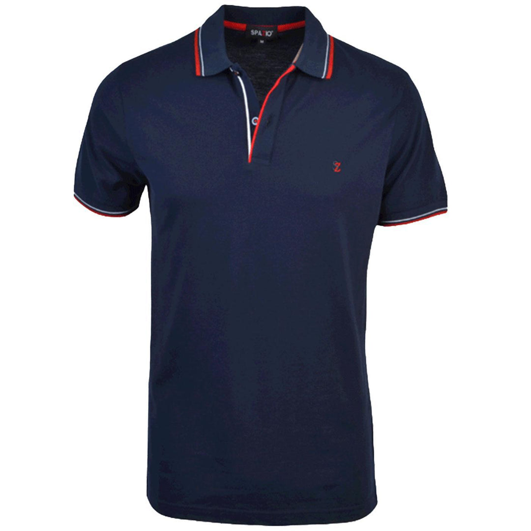 Contrast Striped Polo (Navy / Red)