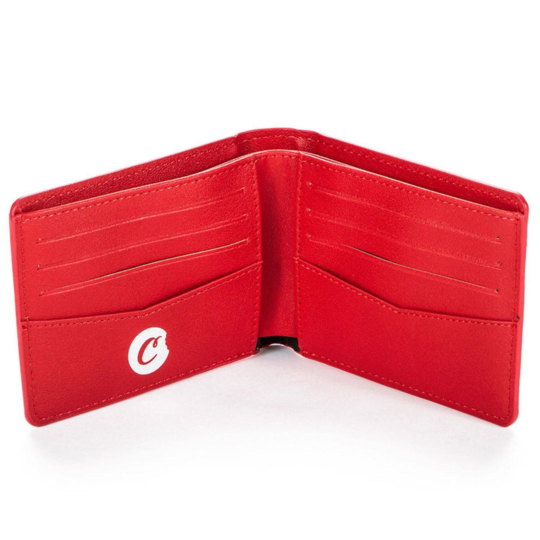 Textured Faux Leather Wallet (Red) Interior | Cookies Clothing