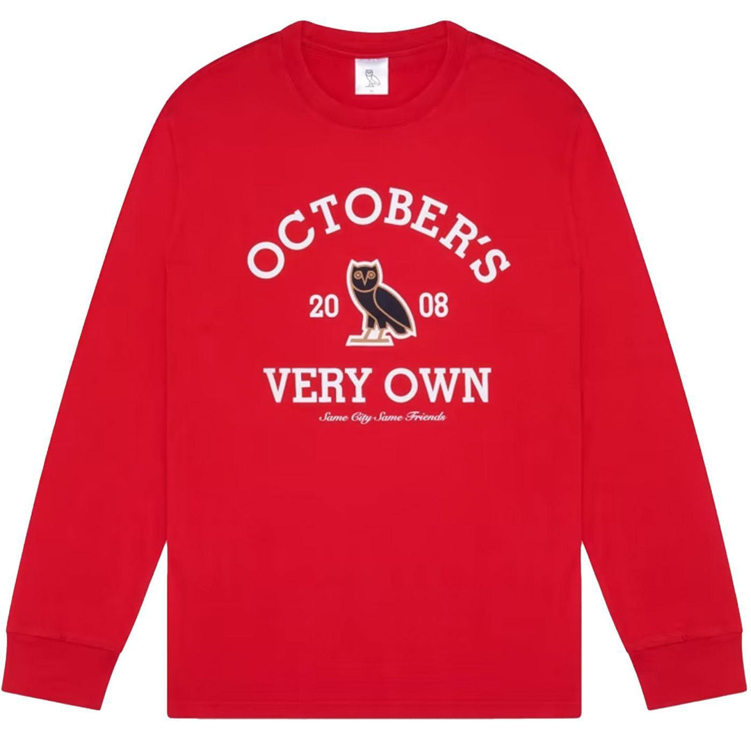 Collegiate Long Sleeve T-Shirt (Red) | OVO October's Very Own