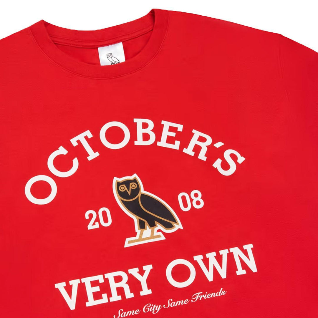 Collegiate Long Sleeve T-Shirt (Red) Detail | OVO October's Very Own