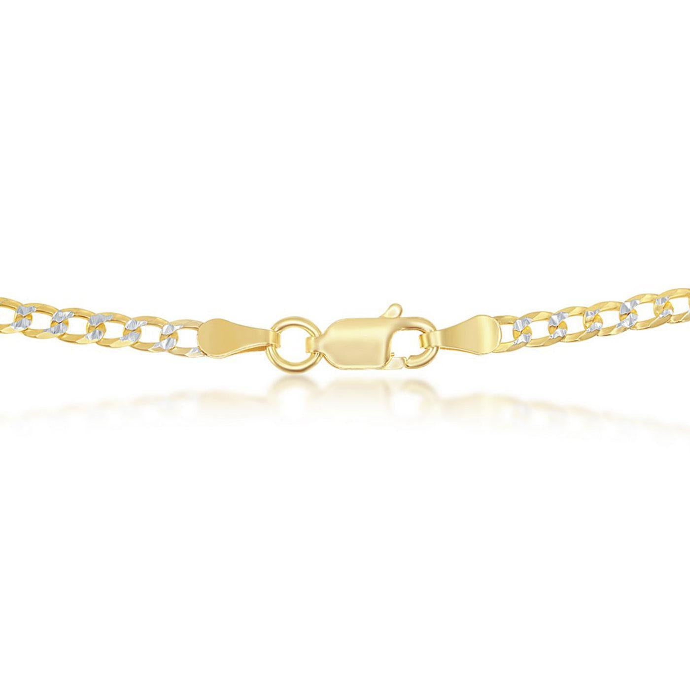 Sterling Silver 3mm Pave Cuban Chain - Gold Plated