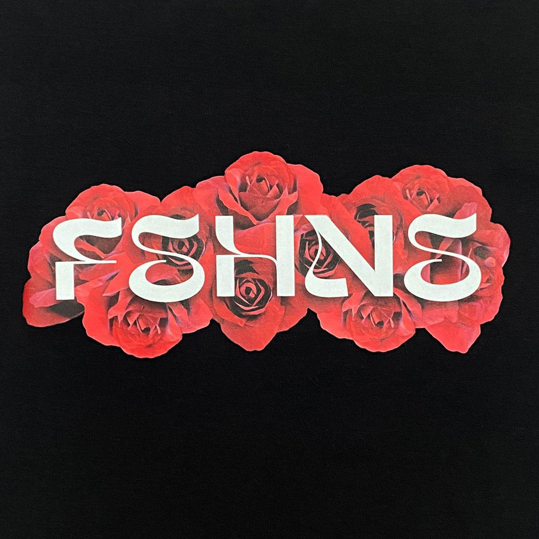 Rose Logo Tee (Black) Detail | FSHNS Brand