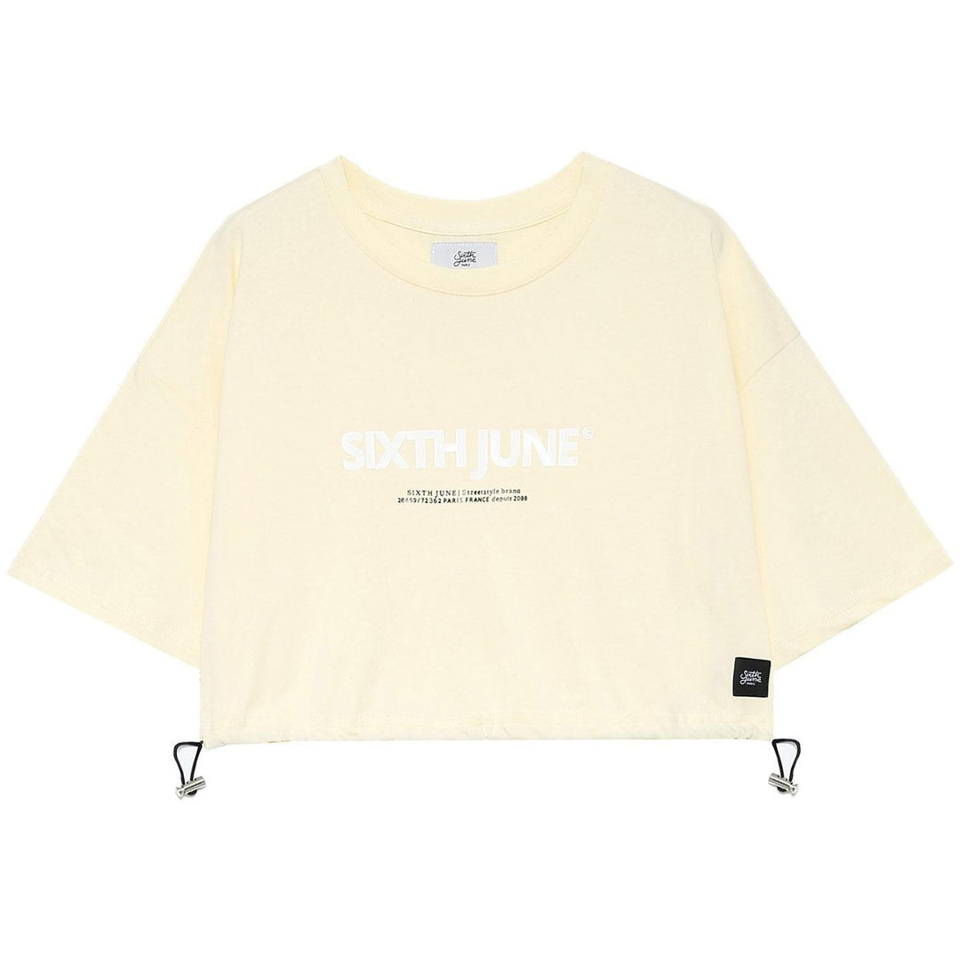 Drawcord Cropped Top (Yellow) | Sixth June