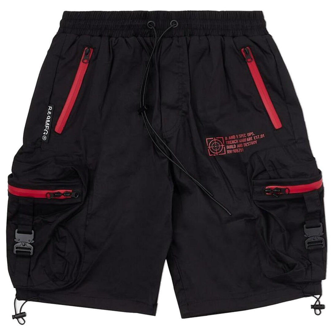 Combat Nylon Shorts (Black/Red) | 8&9 Clothing