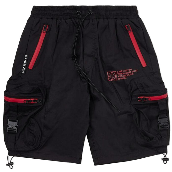 Combat Nylon Shorts (Black/Red) | 8&9 Clothing