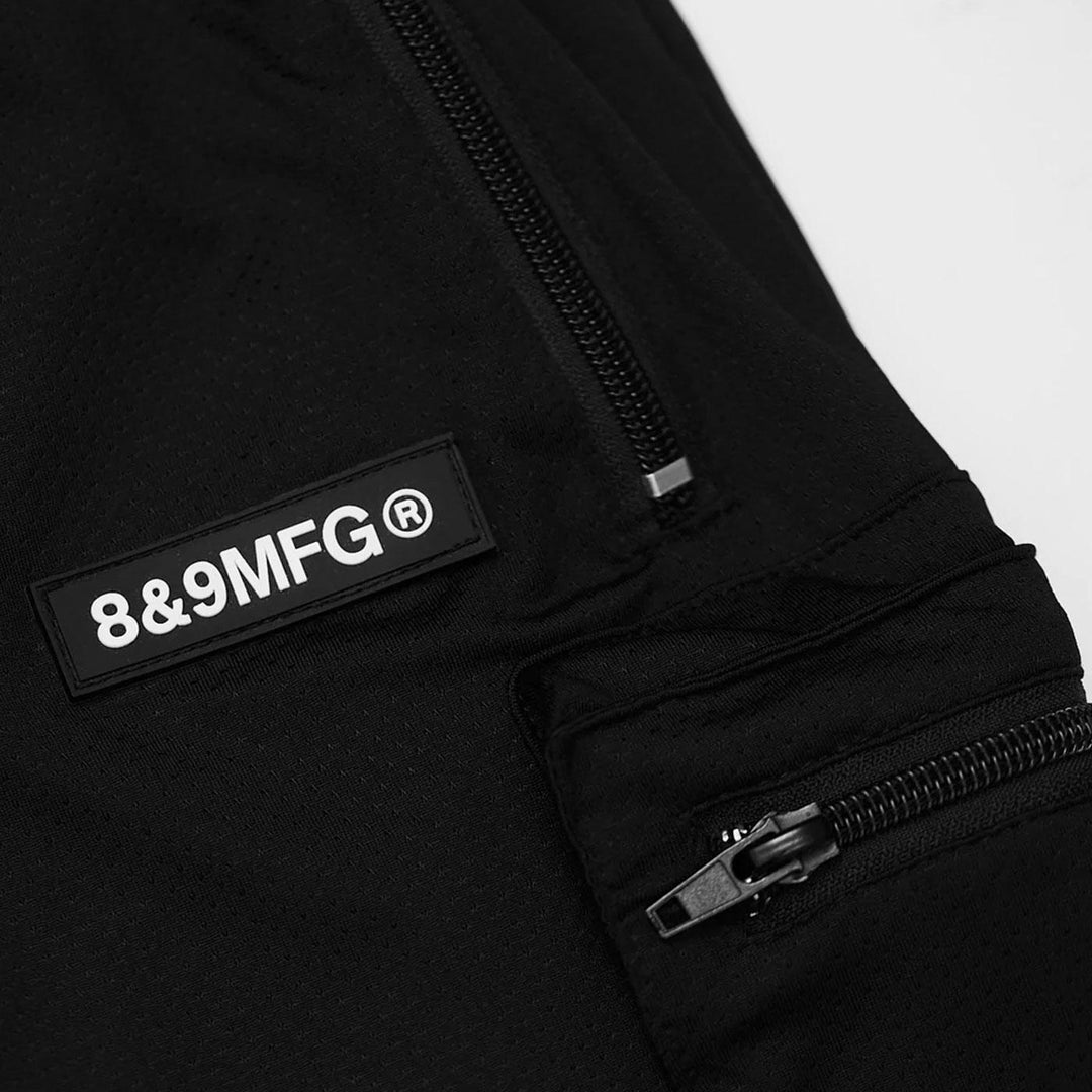Everyday Nylon Cargo Shorts (Black) Detail | 8&9 Clothing