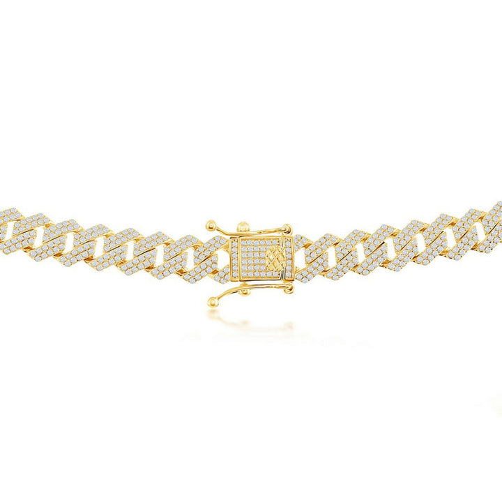 Sterling Silver 8mm Micro Pave Monaco Chain - Gold Plated New | USW