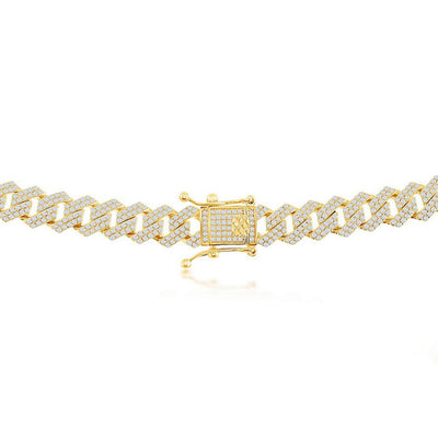 Sterling Silver 8mm Micro Pave Monaco Bracelet - Gold Plated New | USW
