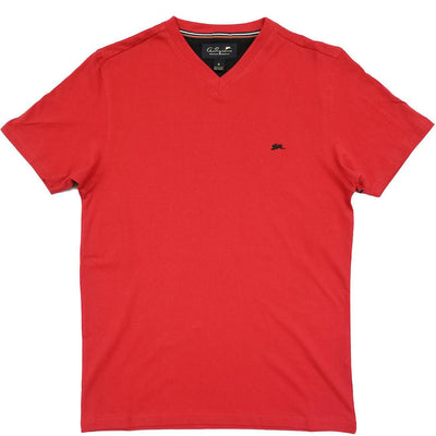Cameron Plain V Neck T-Shirt (Red) | A. Tiziano