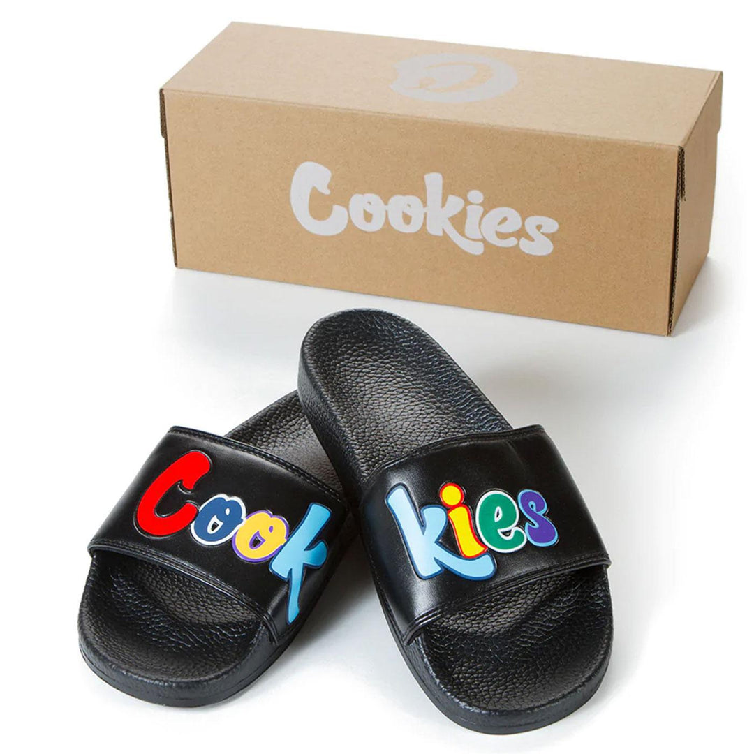 Cookies Original Mint Logo Slides (Black) | Cookies Clothing