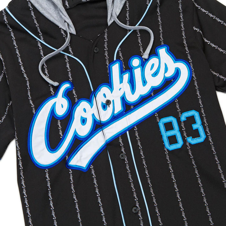 Puttin' In Work Hooded Baseball Jersey (Black) Detail | Cookies Clothing