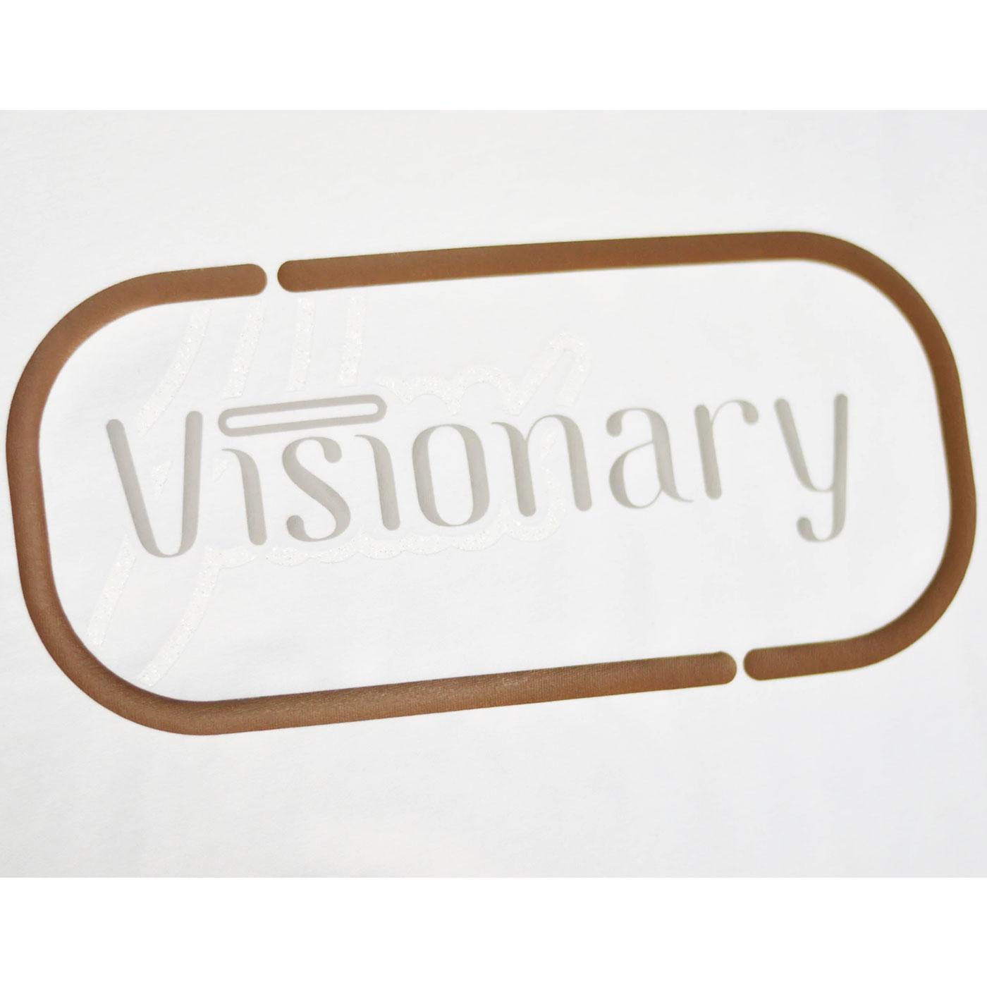 Visionary Box Premium Tee (White/Brown) Detail | FSHNS Brand
