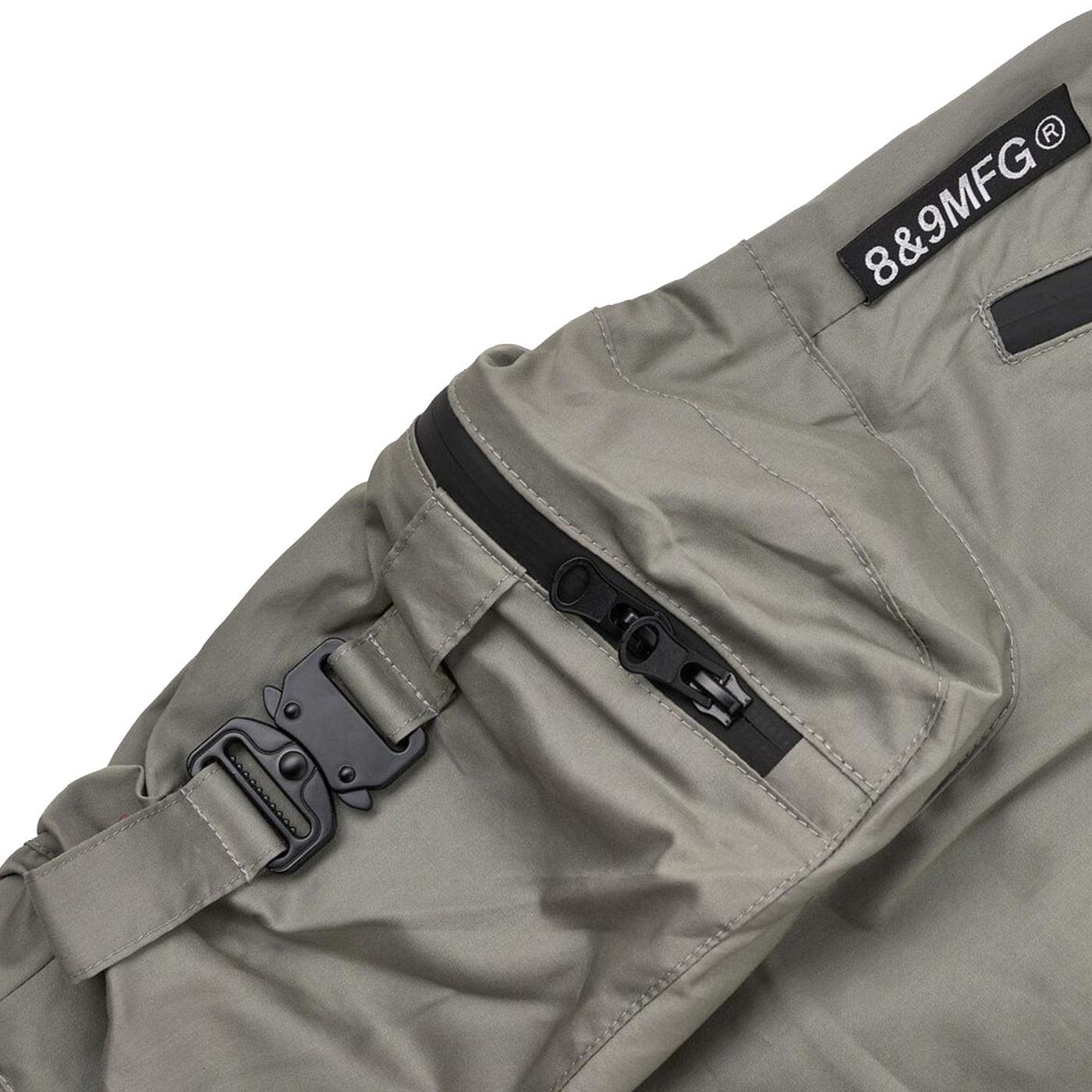 Combat Nylon Shorts (Light Grey) Detail | 8&9 Clothing