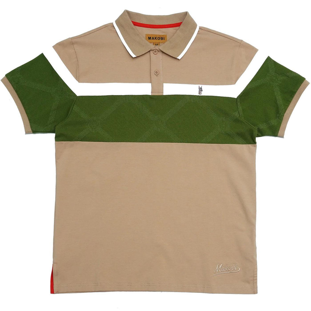 M392 Makobi Monogram Horizon Polo Shirt (Khaki) | Makobi