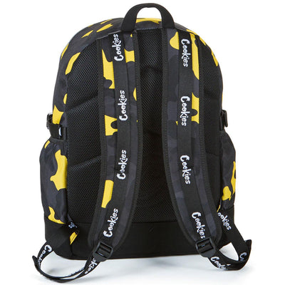 Off The Grid Smell Proof Backpack (Yellow Camo) Rear | Cookies Clothing