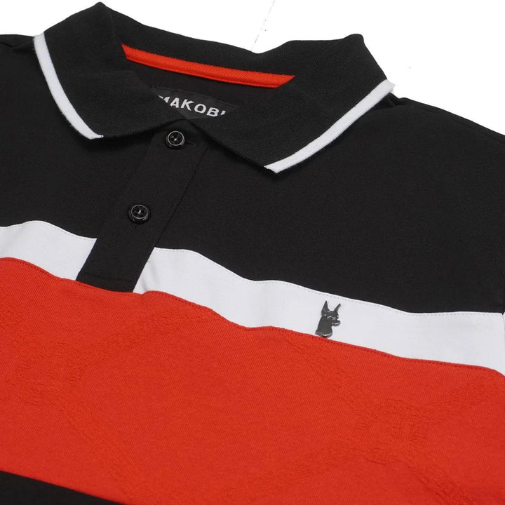 M392 Makobi Monogram Horizon Polo Shirt (Black/Red) New | Makobi