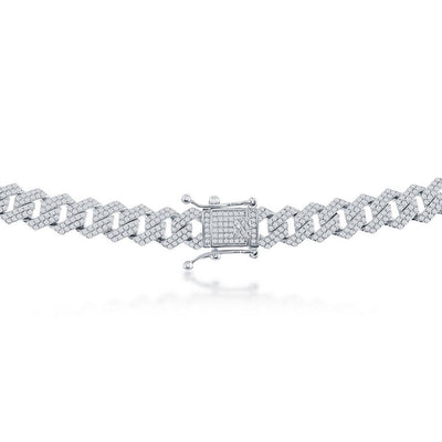 Sterling Silver 9mm Micro Pave Monaco Chain Detail | USW
