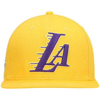 Los Angeles Lakers LA Logo Snapback Hat (Yellow) Front | Pro Standard