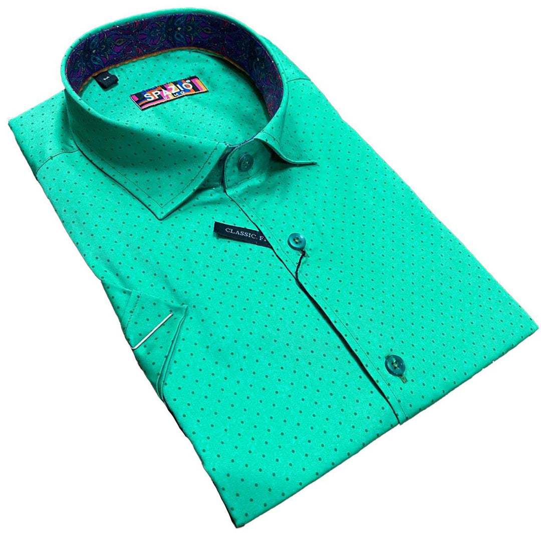 Dot Style Button Up Shirt (Green) | Spazio Clothing