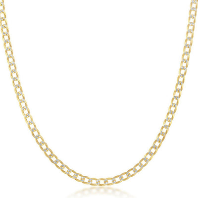 Sterling Silver 3mm Pave Cuban Chain - Gold Plated