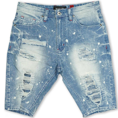 M771 Pacifica Shredded Shorts (Light Wash) | Makobi Jeans USA