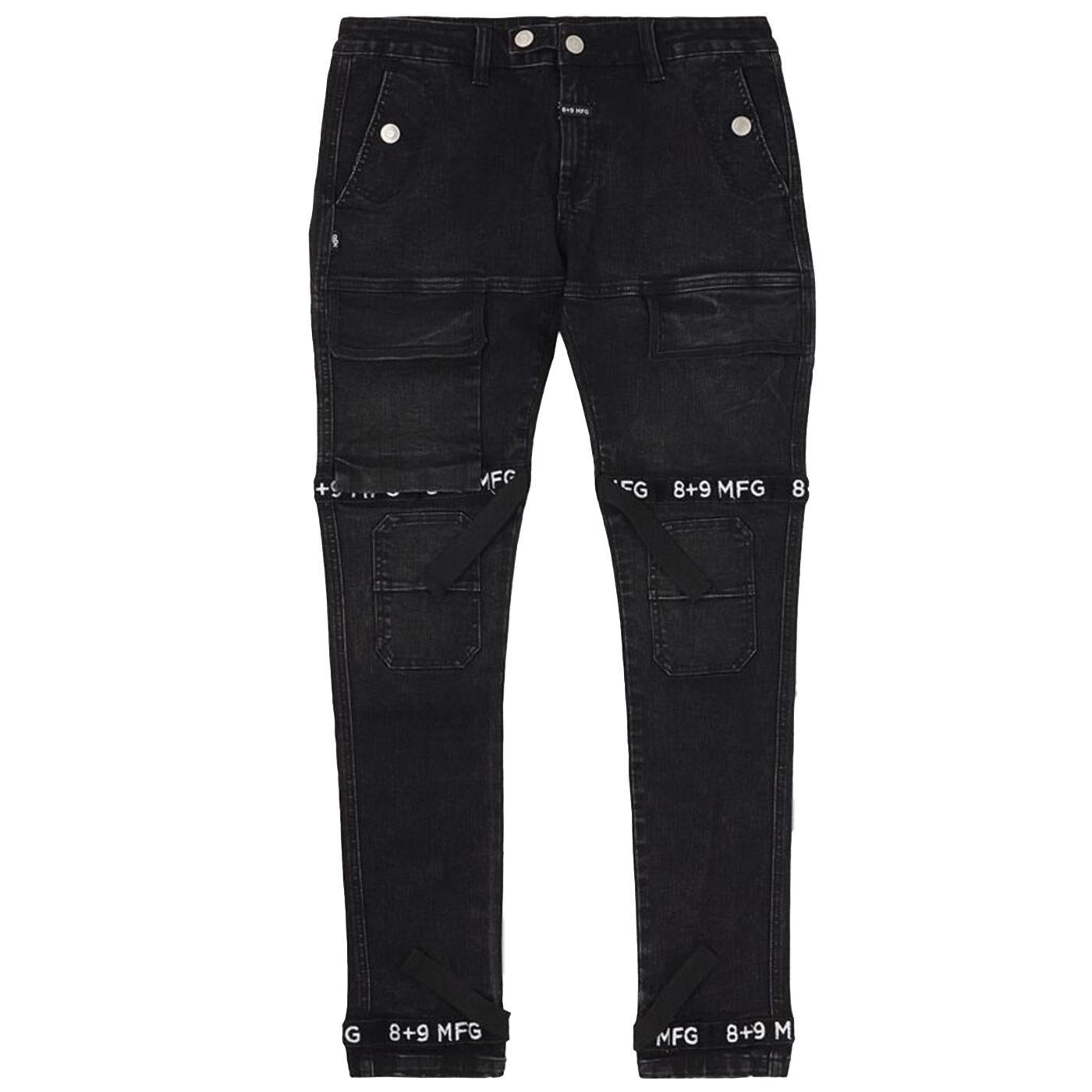 Strapped Up Utility Denim Pants (Black) | 8&9 Clothing Co.