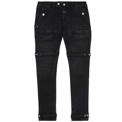 Strapped Up Utility Denim Pants (Black) Strap | 8&9 Clothing Co.