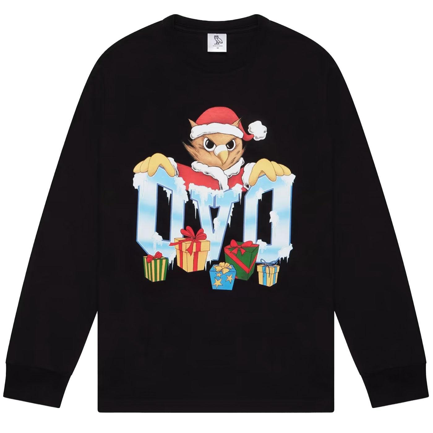Santa Owl Long Sleeve T-Shirt (Black) | OVO October's Very Own