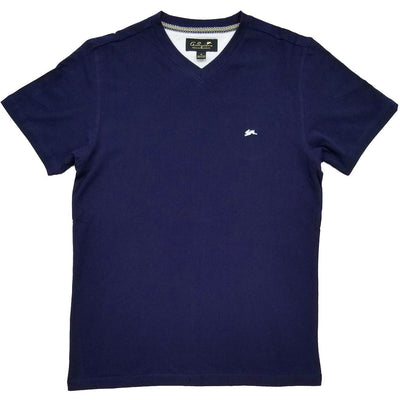 Cameron Plain V Neck T-Shirt (Navy) | A. Tiziano