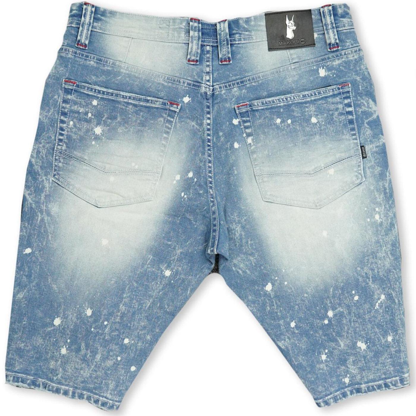 M771 Pacifica Shredded Shorts (Light Wash) Rear | Makobi Jeans USA