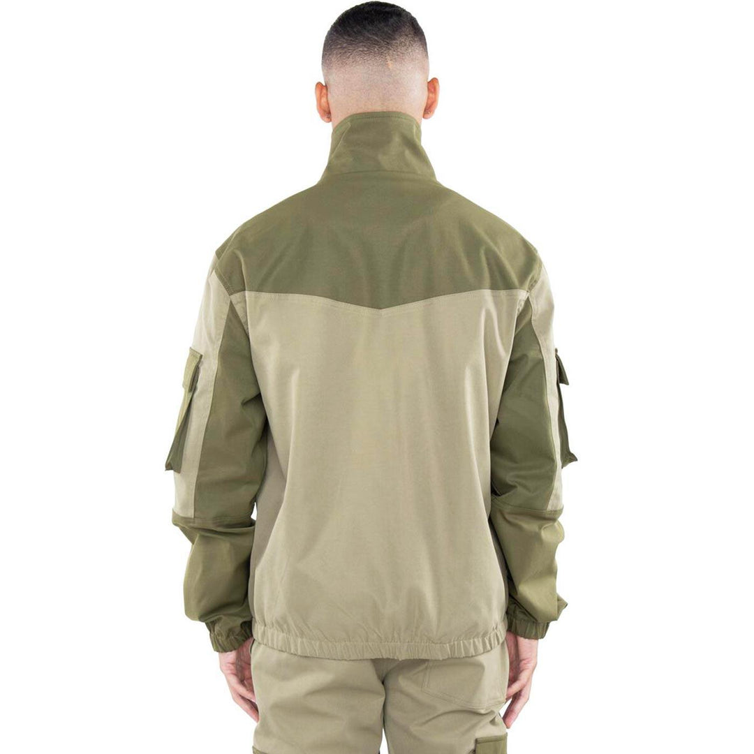 Color Block Nylon Jacket (Olive) Rear | EPTM