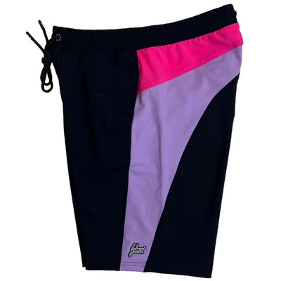 Trident Swimshort Poseidon (Black/Lilac/Pink) Side | FSHNS Brand