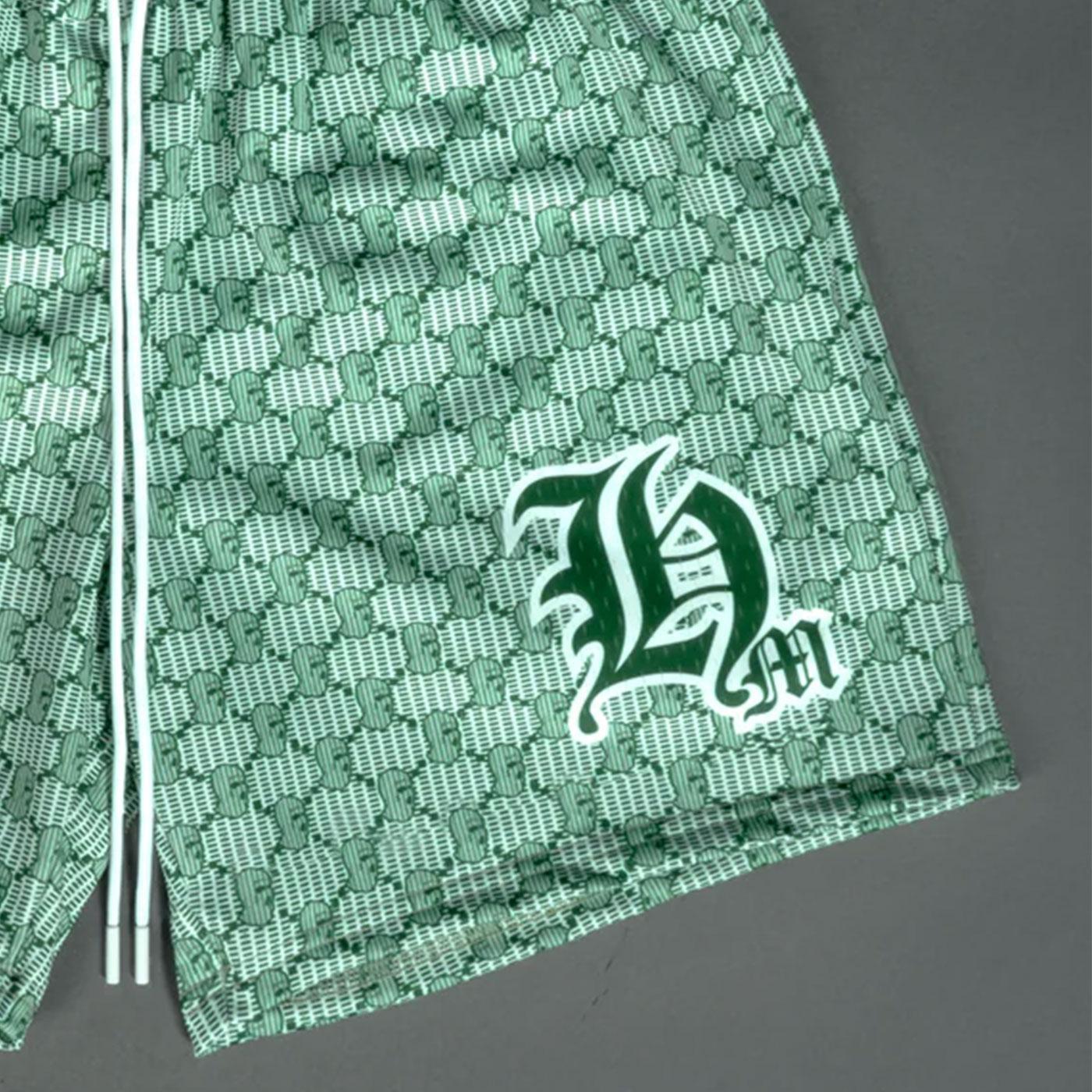 Streetwear Official | Hastamuerte | Green HM Ski Mask Pattern Shorts L / Green