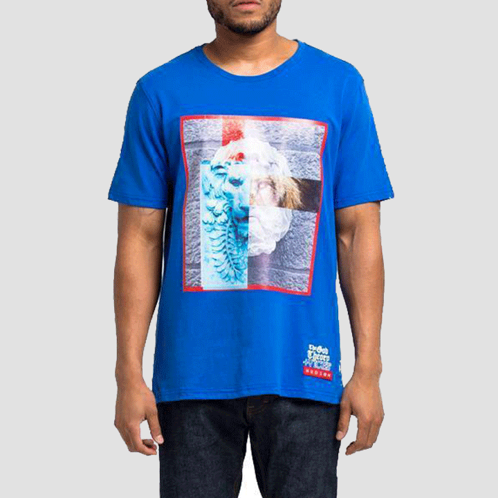 Lion Wall T Shirt Blue Hudson Outerwear Urban Street Wear