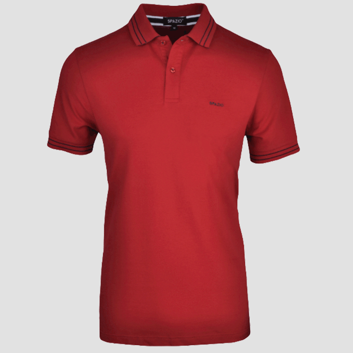 Spazio Clothing Fine Stripe Polo Red Navy 3693