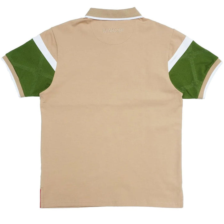 M392 Makobi Monogram Horizon Polo Shirt (Khaki) Rear | Makobi