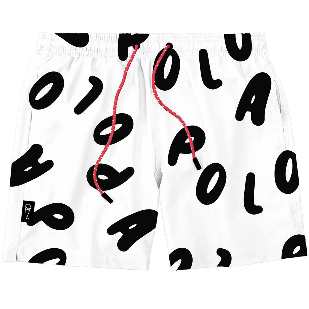 Apolo Letters Swim Shorts (White) | Apolo Apparel