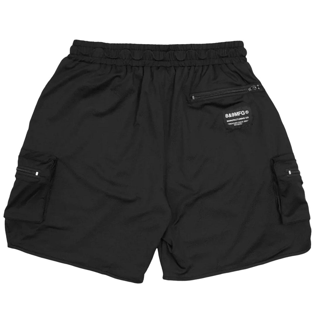 Everyday Nylon Cargo Shorts (Black) Rear | 8&9 Clothing
