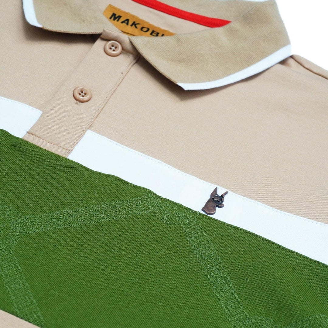 M392 Makobi Monogram Horizon Polo Shirt (Khaki) New | Makobi