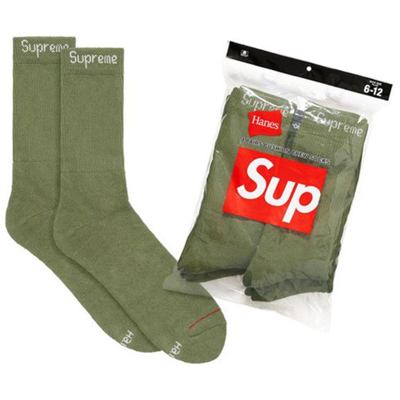 Supreme x Hanes Crew Socks (Olive)