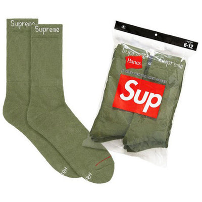Supreme x Hanes Crew Socks (Olive) | USW