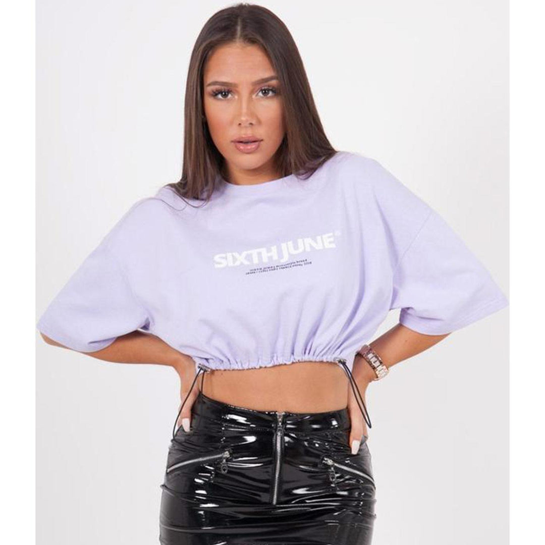 Drawcord Cropped Top (Lilac) New | Sixth June