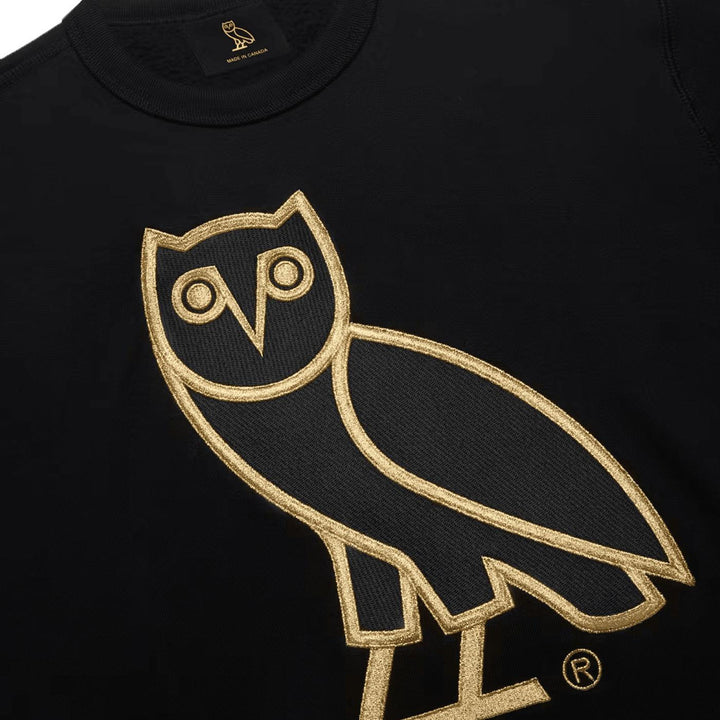 OG Owl Crewneck (Black) Embroidery Detail | OVO October's Very Own
