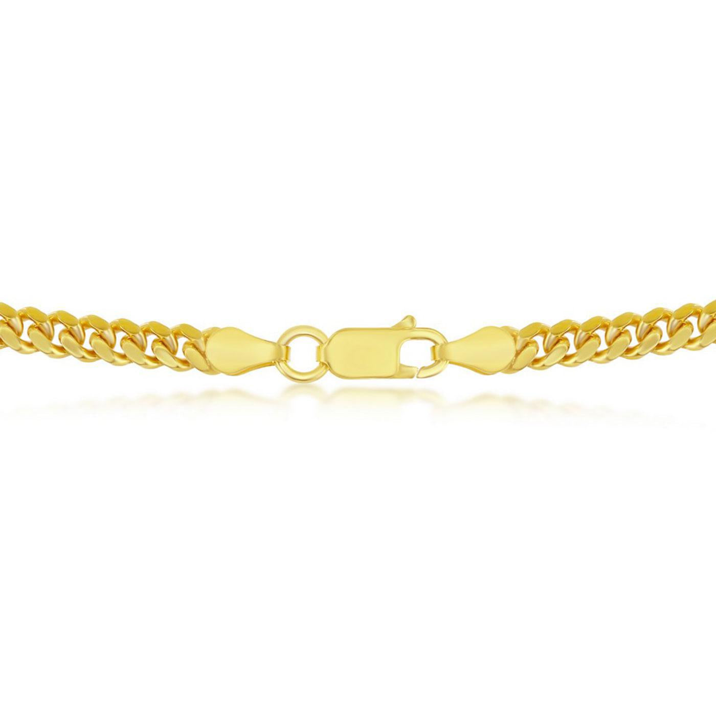 Sterling Silver 4mm 'Solid' Miami Cuban Chain - Gold Plated New | USW