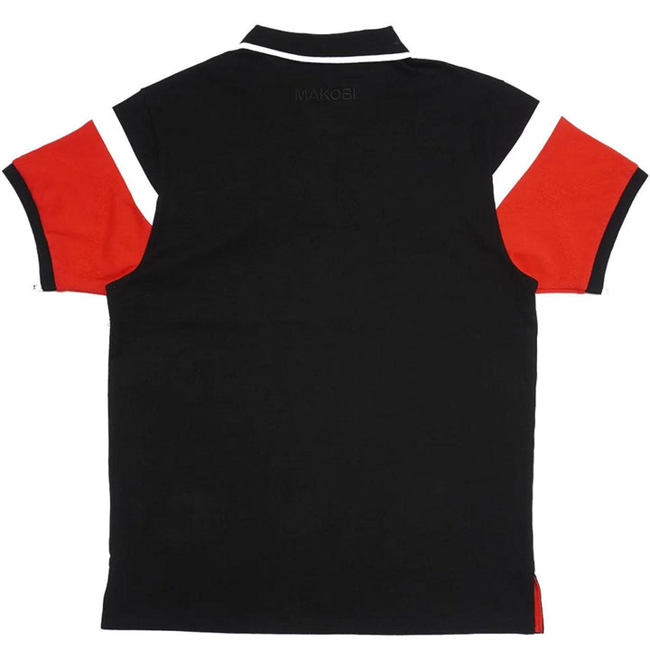 M392 Makobi Monogram Horizon Polo Shirt (Black/Red) Rear | Makobi